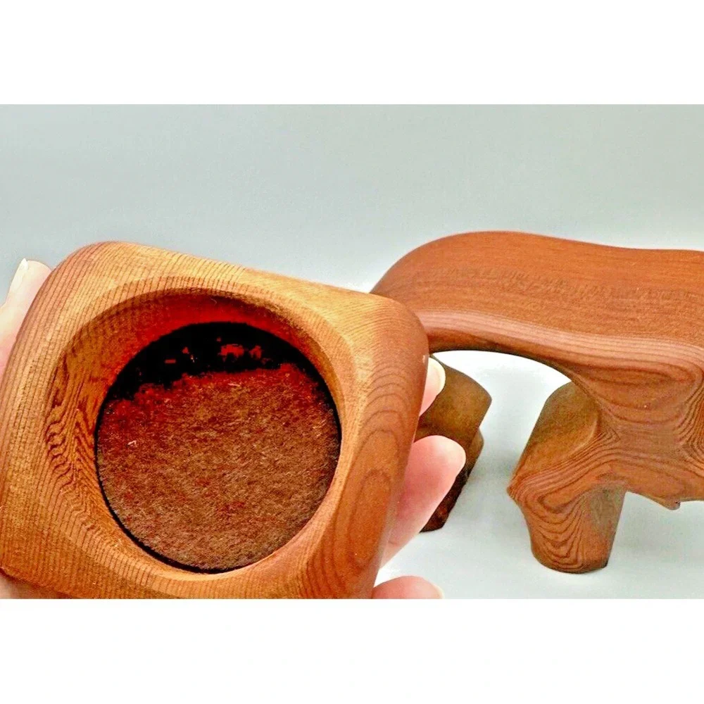 Handcrafted Native Redwood Elephant Hidden Drawer Trinkets Box